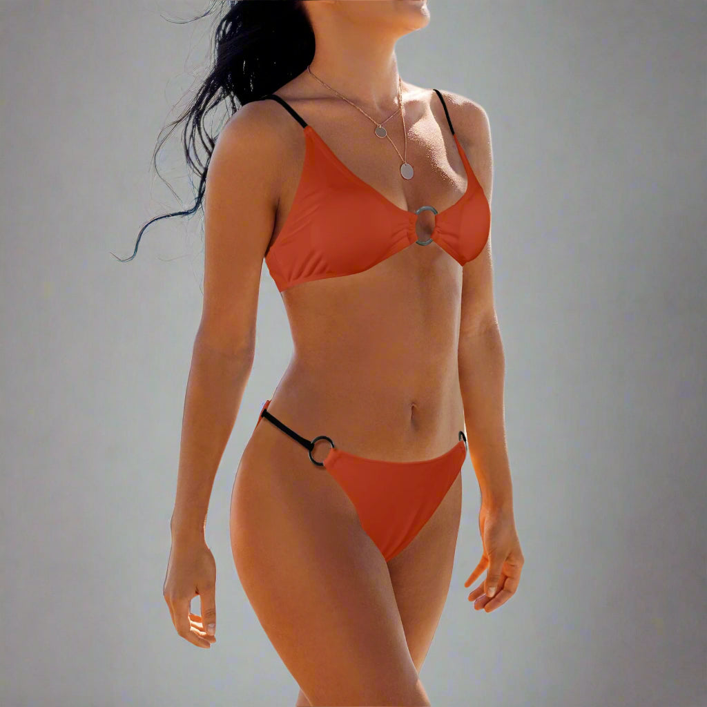 Ring Buckle Low Waist Bikini Set